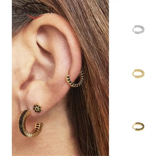 European and American 925 Sterling Silver Cartilage Earrings Nose Piercing Body Jewelry Cz Nose Hoop Nostril Nose Ring