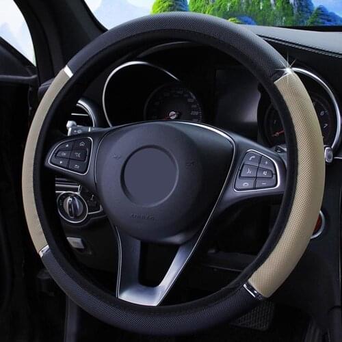 LEEPEE 37-38cm Diameter Car Steering Wheel Cover Anti Slip Universal Car-styling PU Leather Steering Covers