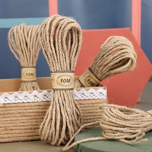3mmx10M Vintage Jute Burlap Hessian Ribbon DIY Handmade Crafts Braided Cords Christmas Wedding Birthday Party Gift Wrapping Rope