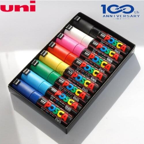 Japan uni POSCA PC-8K 8Colo advertising note number pen marker pen poster pen graffiti pen POP pen set 8.0mm water-based pen