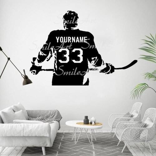 Funny Hockey Custom Name Decorative Sticker Waterproof Home Decor For Living Room Bedroom Decoration Accessories Murals