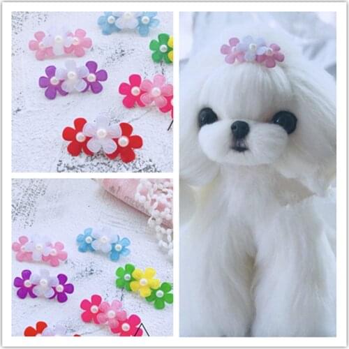 Pet Hair HirpinHandmade pet tiara Dogs head flower Teddy Yorkshire Maltese Cats Grooming Accessories Clips hairpin 20pcs/lot