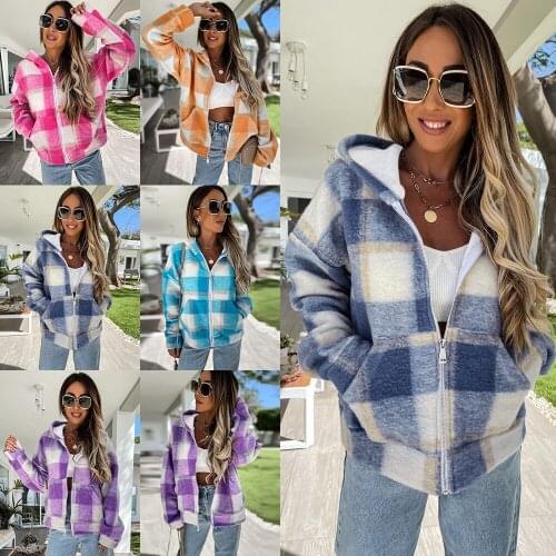 Women Casual Hooded Jacket Tops Winter Fashion All-match Zipper Warm Blouse Long Sleeve Retro Pocket Ladies Pullovers Streetwear