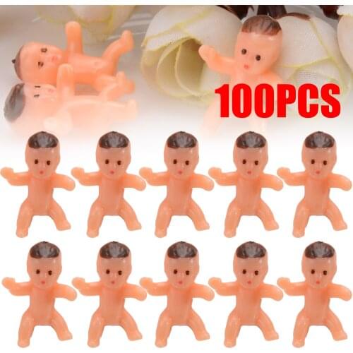 100Pcs Mini Plastic Baby 1inch Baby Full Moon Gift Kids Pretend Play Toy Collection Doll House For Baby Shower Ice Cube Game Toy