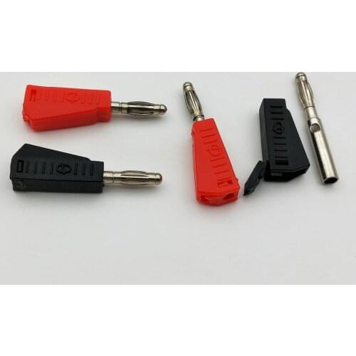 100pcs Nickel Plated 4MM Banana Plug Solder Red and Black about 41mm