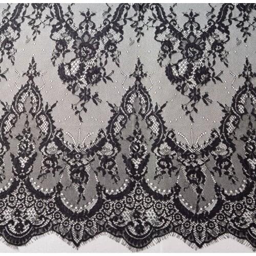 3M/Lot Nylon Black White Multicolor Eyelash Lace fabric Width 150CM Handmade DIY Clothing Wedding Dress Lace Accessories
