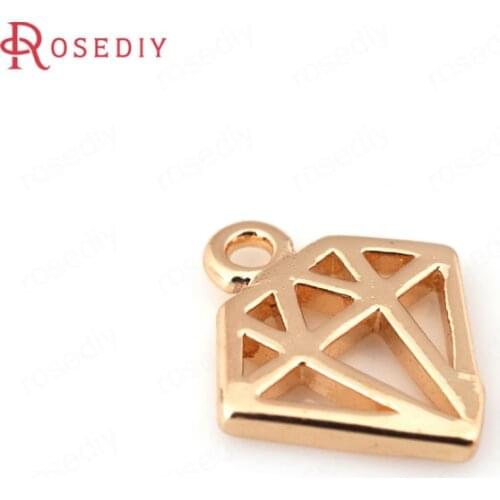 31012-G)10PCS 10x12MM 24K Champagne Gold Color Brass Rhombus Shape Charms and Pendants Jewelry Making Supplies Diy Accessories