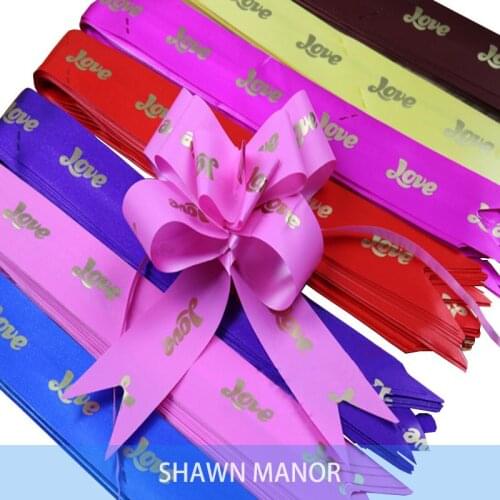 5*70 CM Large Printed Love Letter Pull Bows Gift Ribbon For Wedding Party Birthday Decoration 50PCS