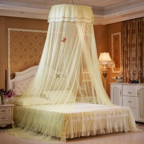 6 Color Elegant Lace Bed Canopy Mosquito Net 2020 Hung Dome Mesh Canopy Princess Round Dome Bedding Net Bed Mosquito Netting