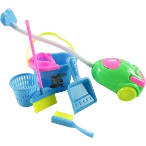 6 Items/Set Dolls Cleaning Kit Doll Accessories Household Cleaning Tools Play House Toys Best Kids Gift For Doll Accessries