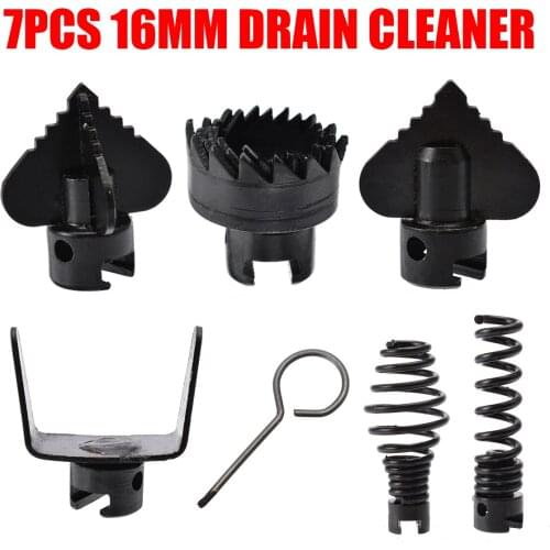 7Pcs 16mm Manganese Steel Drain Cleaner Machine Combination Cutter Head Set For Dredging Machine Clean