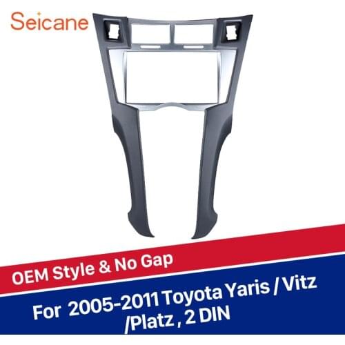 Seicane Silver 173*98/178*100/178*102mm 2 Din Car Stereo Fascia frame CD Player panel Trim Bezel for Toyota Yaris Vitz Platz