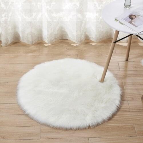 White Round Area Rugs Soft Faux Sheepskin Fur Rug For Livingroom Bedroom Floor Shaggy Silky Plush Carpet Hallway Faux Fur Rugs