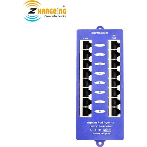 Free Ship Mode B Security Gigabit 8 Port PoE Injector 802.3af PoE Patch Panel Networking PoE injector For MikroTIK, CCTV Camera