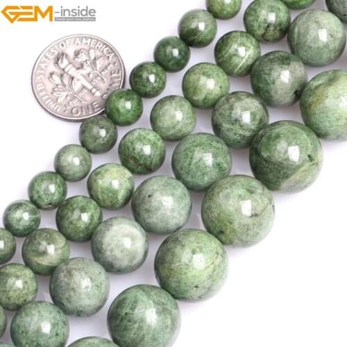 8-14mm Natural Round Green Diopside Semi Precious Stone Beads for Jewelry Making Bracelet Necklace DIY Jewellery