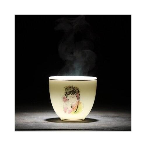 Dehua 6 Sets Of White Porcelain Ceramic Peking Opera Hua Dan Tea Cup Kung Fu Black Tea Pu'erTea Set Small Cup Set Teaware