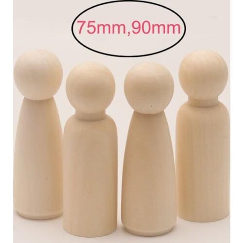 75mm/90mm Wooden Peg Dolls 5PCS/Lot Wood Dolls 35mm 43mm 55mmPainting DIY Home Nursery Decoration Women Men Wooden Peg Dolls