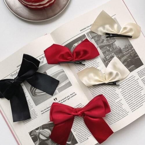 Children Cute Colors Satin Ribbon Bow Elastic Hair Bands Sweet Hairpins Girls Lovely Ornament Hair Clips Kids Hair Accessories