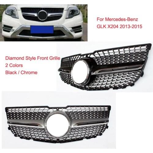For Mercedes-Benz GLK X204 2013 2014 2015 Front Grille Mesh Vent Diamond Bumper Grill Black Silver