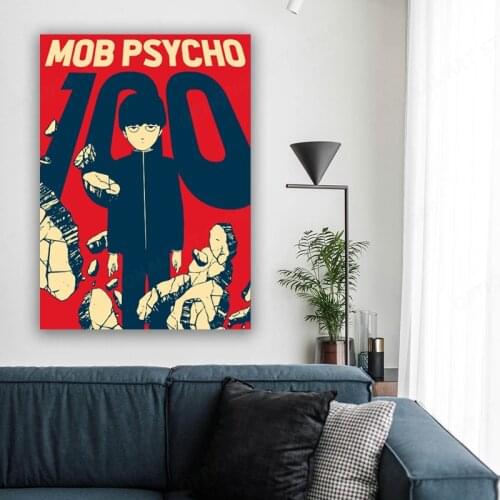 Home Decor Modern Art Poster Print Nordic Abstract Mob Psycho Anime Poster Wall Art Canvas Painting Wall Picture Modular Frame