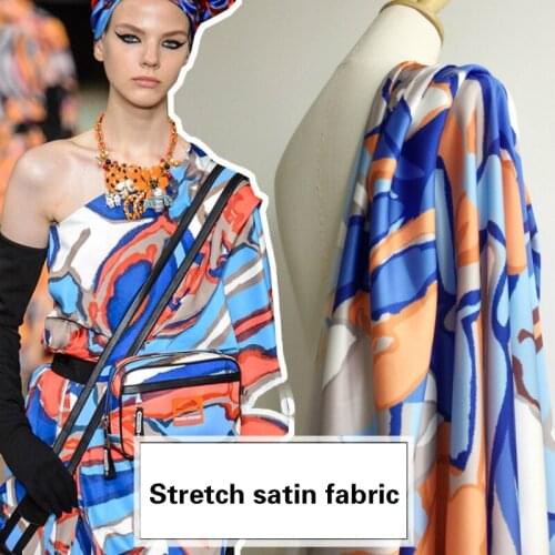Printed polyester stretch satin fabric cloth 147 cm width womens children shirt dress clothing fabric alibaba express