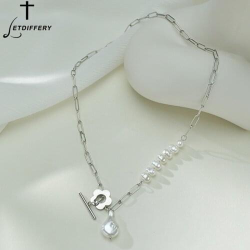 Letdiffery Elegant Flower Pendant Necklace Pearl Chain Necklaces Women Girls Choker High Quality Jewelry Party Birthday Gifts