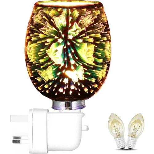Electric Wax Melt Burner Plug In Fragrance Candle Wax Warmer, Glass Oil Burner for Scented Candles, Night Light 3D Decorative