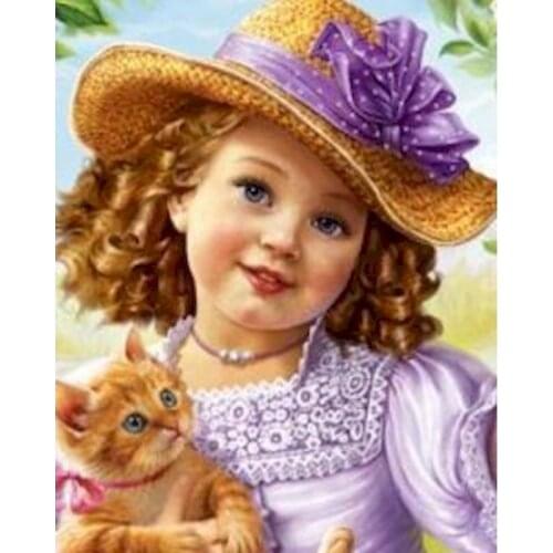 Gatyztory Frame Beautiful Little Girl DIY Painting By Numbers Canvas Colouring Figure Handpainted Wall Decor Gift