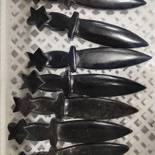 Wholesale Natural Quartz Crystal Dagger Hand Carved Crystal Obsidian Knife Crafts Healing Crystal Stone Home Decoration Gifts