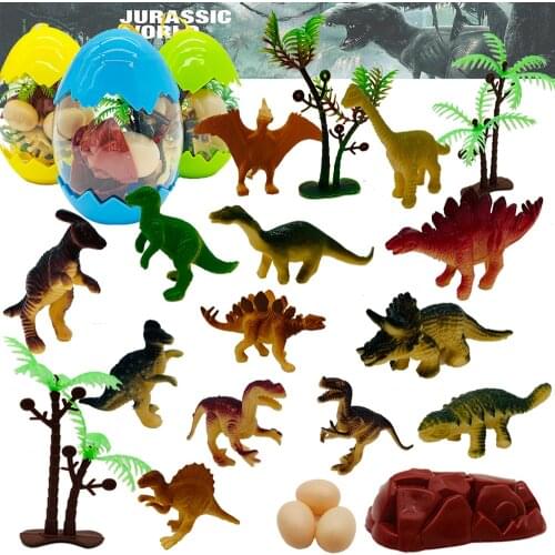 13pcs/Set Mini Dinosaur Model Egg Pack Childrens Educational Toys Small Simulation Animal Figures Tree kids Toys For Boys Gifts