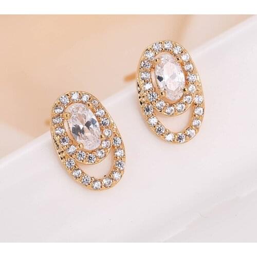 DE344 Fashion Street Snap Elegant Delicacy Ellipse Zircon Earring Gift Party Banquet WOMENS Jewelry Earrings