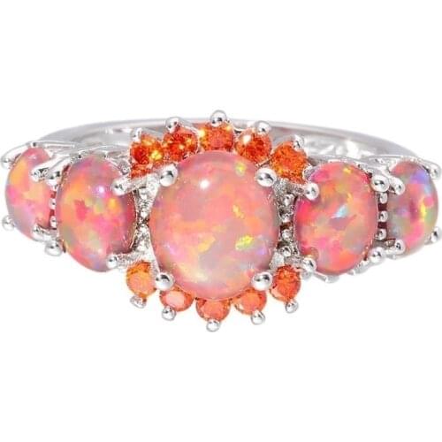 Fashion Women Rings Orange Garnet Ring Engagement Wedding Band Simple Rings Rings Birthday Gift