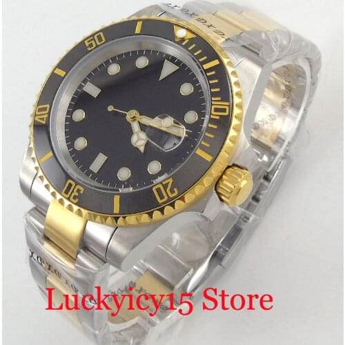 Business Sterile Gold Coated NH35 MIYOTA 8215 Movement Automatic Men Watch Sapphire Crystal Two Tone Bracelet Deployment Clasp