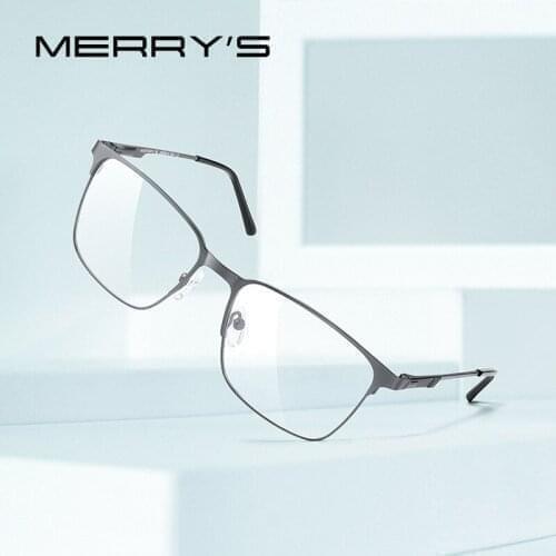 MERRYS Men Titanium Alloy Glasses Frame Male Square Ultralight Business Style Eye Myopia Prescription Eyeglasses S2179