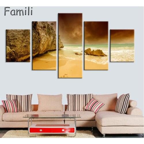 New 5pcs canvas art HD Sea Wave Canvas Paintings Wall Art Home Decoration for home Canvas Oil Painting For Living Room