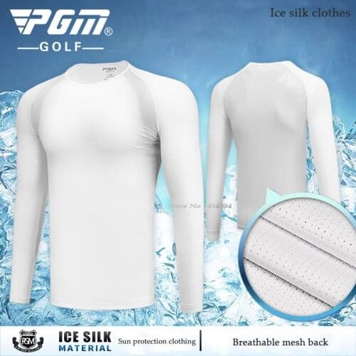 New! Mens Golf Sunscreen T-Shirt Summer Autumn Ice Silk Bottoming Shirt Outdoor Training Competition Sports Jersey Male 2020