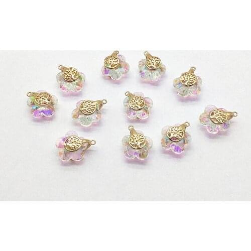 New arrival! 17x14mm 50pcs AB white Copper/crystal Flower shape charm for Jewelry Earrings DIY parts,hand Made Earring Making