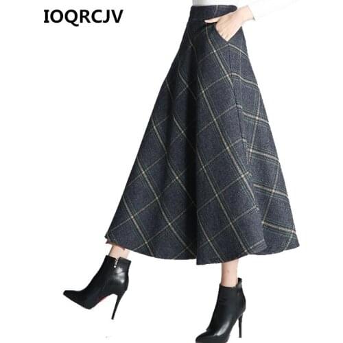 Autumn Harajuku Women Fashion Skirt Cute Lattice Skirt Punk Style High Waist Female Cotton Skirt Solid Length Vintage Skirt L100