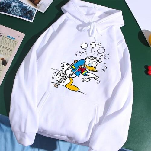 Donald Duck Couple Hoodies Men Wild Loose Warm Sweatshirts Cartoon Disney Male Hoodie Sweatshirt Loose Warm Pullover Streetwear