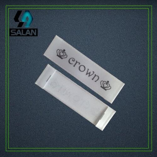 Custom end fold ribbon fabric printed tags Customized Garment Woven Label Shoe Labels Printed Care Label Tag Label Ribbon