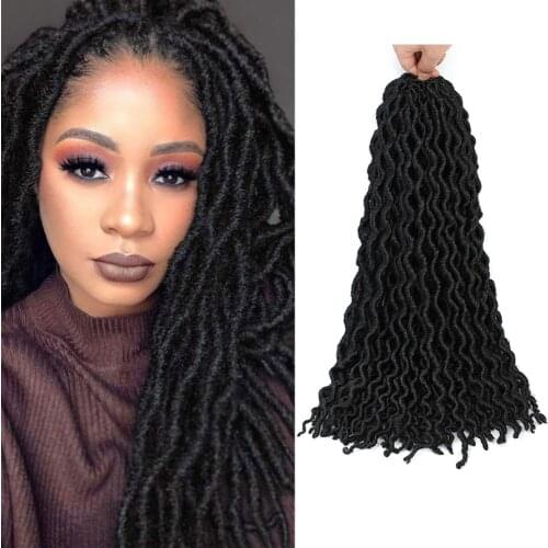 Prettyplus 18" Prelooped Goddess Faux Locs Crochet Braid Hair Extension Soft Curly Nu Locs Braiding Extension Hair For Women