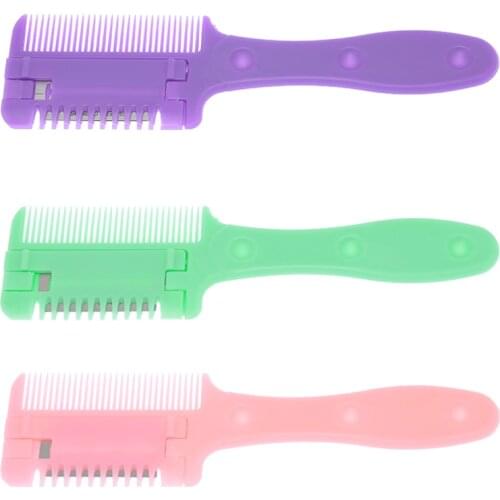 Meisha Professional 1Pcs Hair Razor Comb &10pcs Blades Hair Cutting Thinning Comb Home DIY Thinning Trimmer Inside Blades HC0002