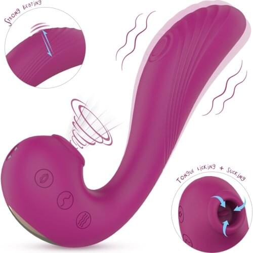 Sobbie Sex Toys For Woman Wine Red Vibrator Sucking Shaking Tapping Tongue Licking G-Spot Stimulation Masturbators Adult Games