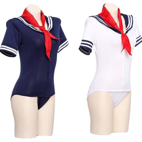 Sexy Women One-Piece Anime School Girl Uniform SUKUMIZU Leotard Lingerie Swimsuit Japanese Schoolgirl Fantasy Role Play Costume