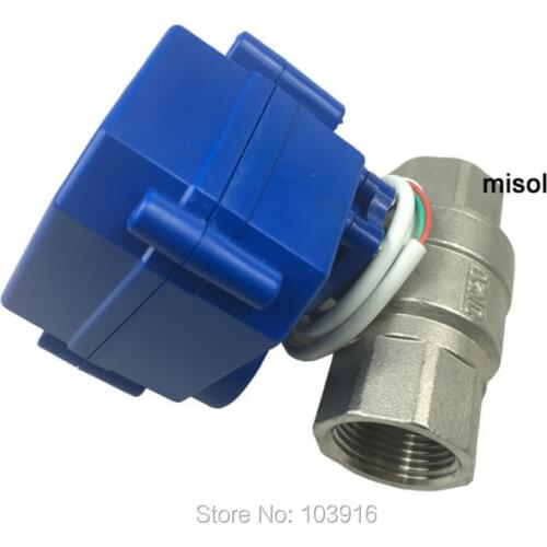 1 pcs motorized ball valve 3/4'' NPT, DN20, 2 way 12VDC CR04, stainless steel electrical valve