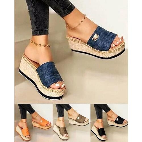 Women Summer Casual Slippers Wedges High Heel Ladies Platform Slides Beach Shoes Fashion Thick Bottom Slippers