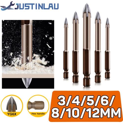 JUSTINLAU Tungsten Carbide Glass Drill Bit Alloy Carbide Point with 4 Cutting Edges Tile & Glass Cross Spear Head Drill Bits