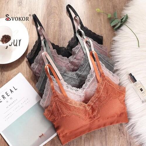 SVOKOR Sexy Lace Bra Female Beautiful Back Wireless Soft Wild Color Lingerie New Women Comfortable All-Match Underwear