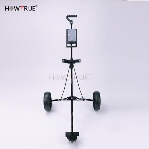 Golf Pull Cart Iron Black Adjustable Golf Trolley Cart 2 Wheels Push Pull Golf Cart Aluminium Alloy Foldable Golf Trolley