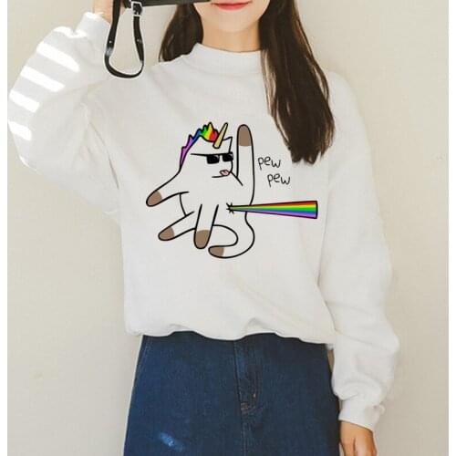 Unicorn Harajuku Ullzang Kawaii Cartoon Print Hoodie Women 90s Funny Graphic Sweatshirts Unicornio Cute Winter Cool Hoody Female